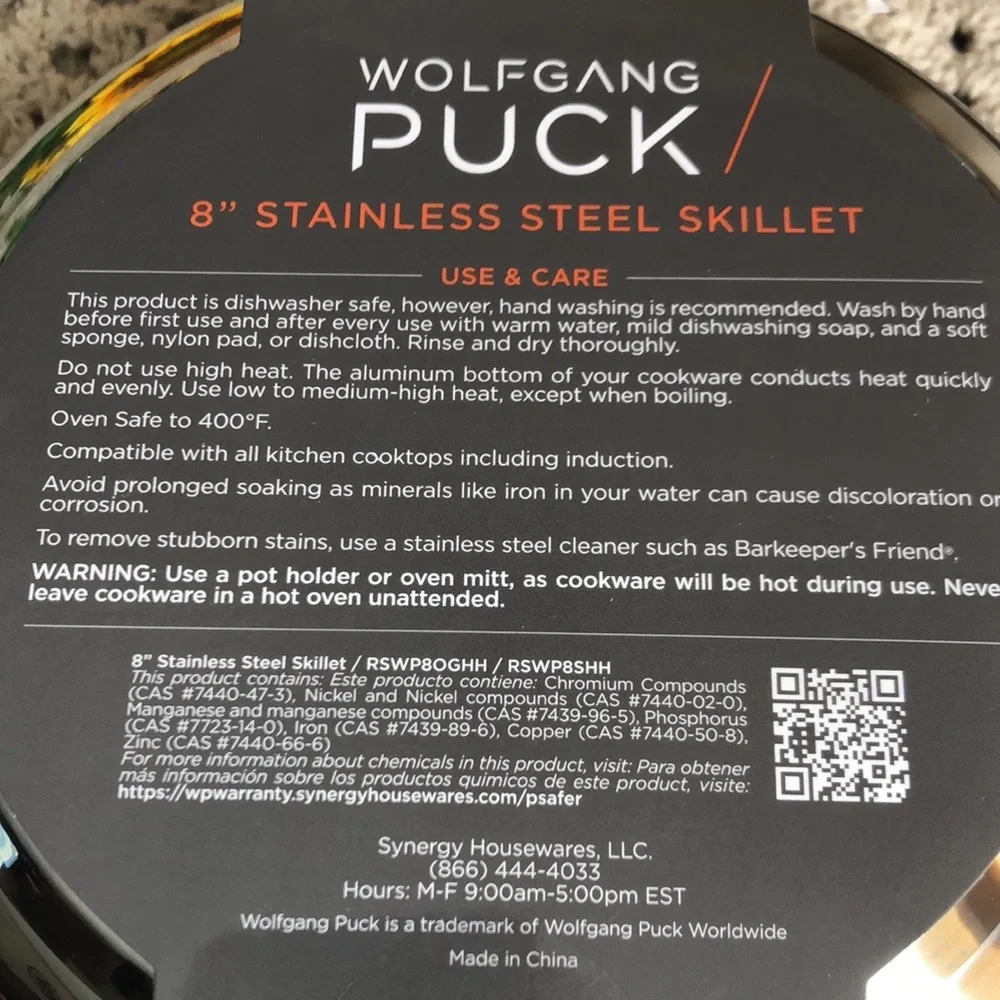 Wolfgang Puck 8” Stainless Steel Skillet